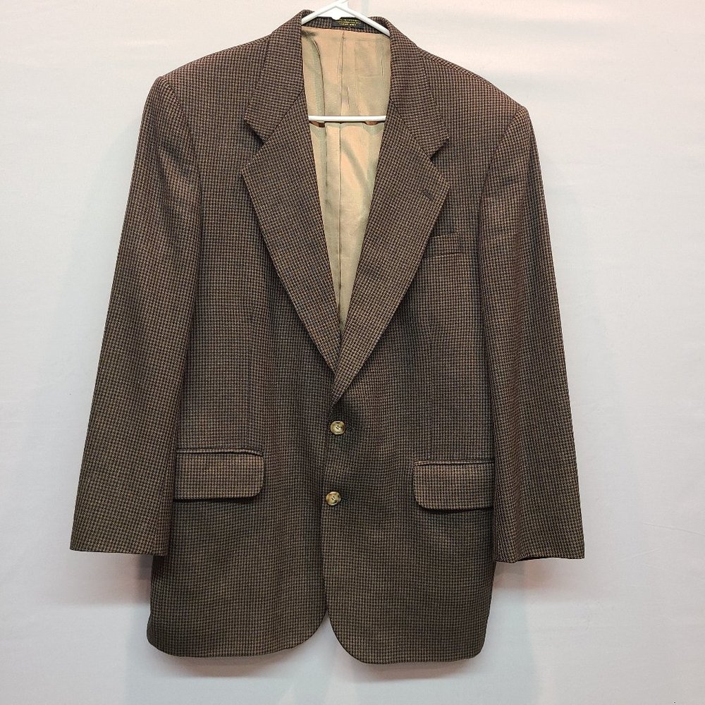 Oscar de la Renta Suit Jacket Blazer Mens 40 R Brown Black Houndstooth